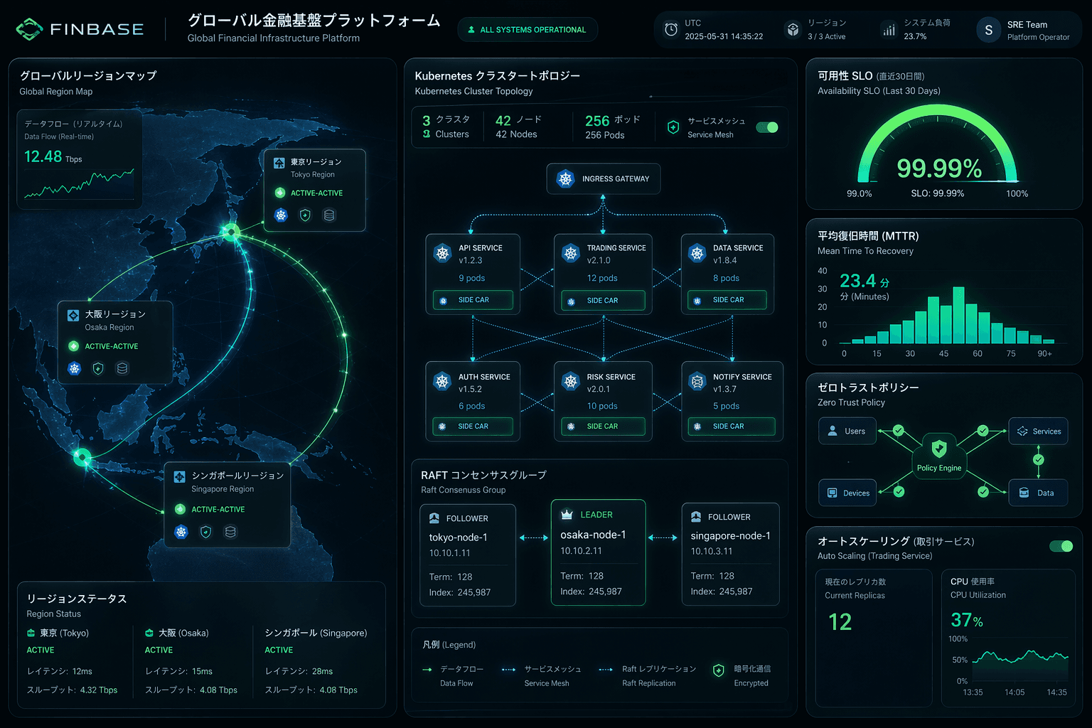 東京・大阪・シンガポールの 3 リージョンに跨るアクティブ-アクティブ Kubernetes トポロジーと SLO メトリクス