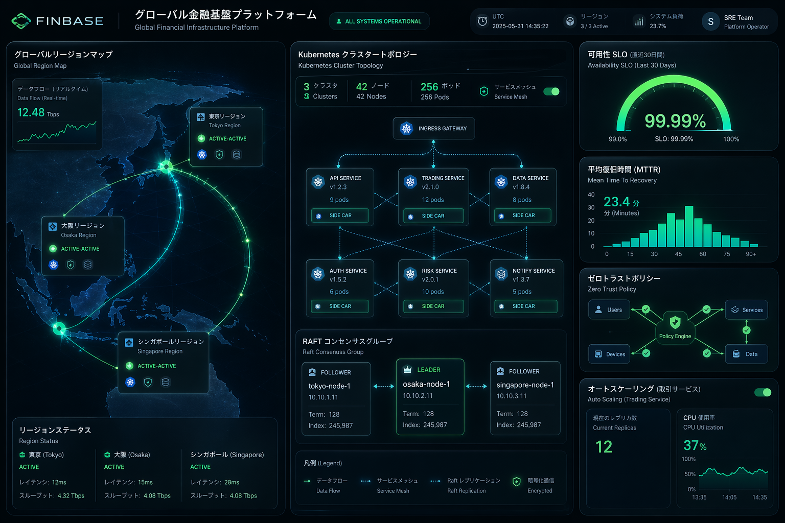 東京・大阪・シンガポールの 3 リージョンに跨るアクティブ-アクティブ Kubernetes トポロジーと SLO メトリクス